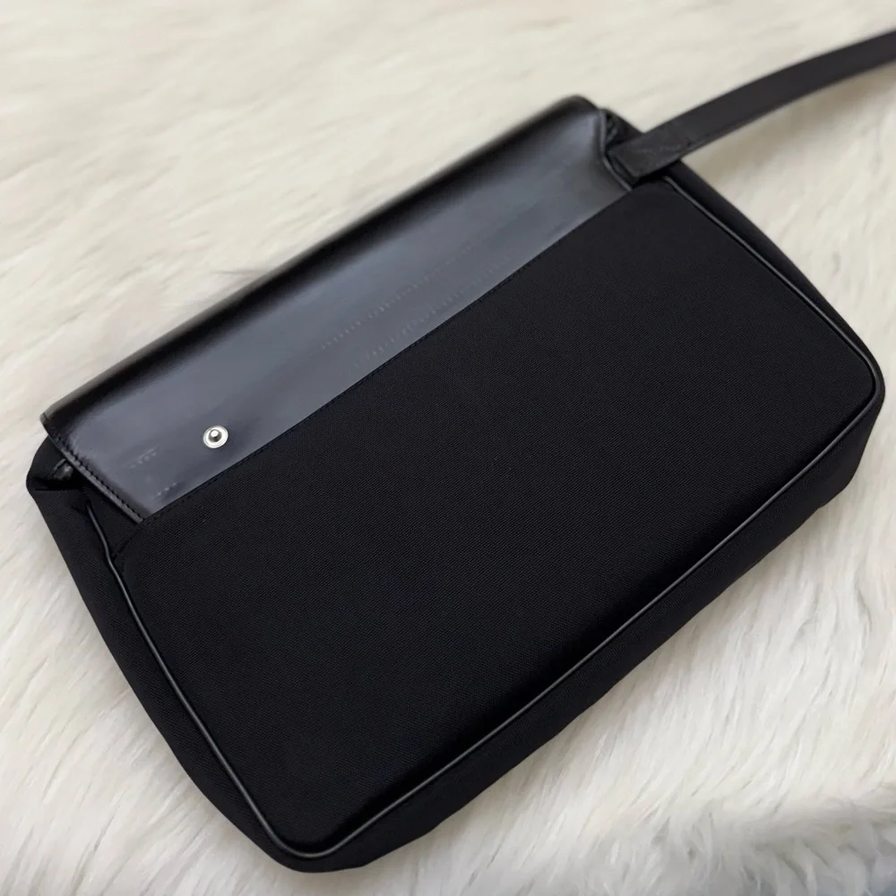 DUNHILL - BLACK LEATHER NYLON POCHETTE POUR HOMME TRAVEL BAG POUCH CLUTCH